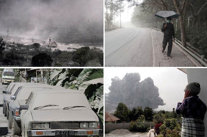 Erupsi Sinabung Muntahkan Debu Tutupi Kota Kabanjahe 